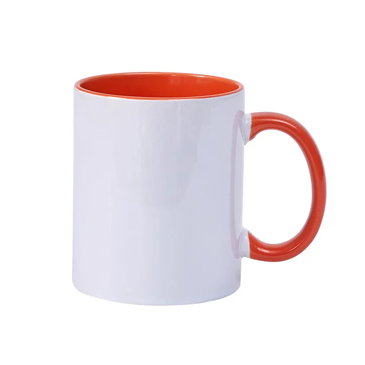 Ébauches de sublimation personnalisées les plus populaires de 11oz tasses intérieures colorées tasses à café en céramique avec poignée colorée