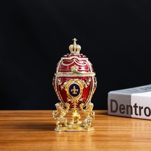 Caja de baratija de huevo de León de corona de tamaño pequeño, regalos de invitación de boda, caja de regalo creativa de huevo de <span class=keywords><strong>Faberg</strong></span>é de Pascua - Product Image 3