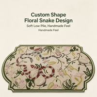 Handgetufteter Jacquard-Kaschmir-Teppich mit Blumen- und Schlangenmuster, Maßanfertigung, Unregelmäßige Form, Vintage-Kunstteppich für Wohnzimmer und Schlafzimmer