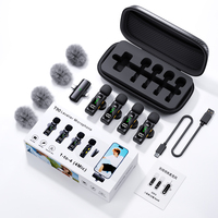 Ensemble de microphones sans fil T90 4-en-1 avec 4 émetteurs et 1 récepteur, micro cravate pour diffusion en direct et interviews multi-personnes