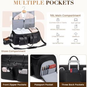 Échantillon gratuit sac à vêtements de voyage, sac polochon à main pour hommes femmes-sac de voyage d'affaires avec valise suspendue 2 en 1 - Product Image 4