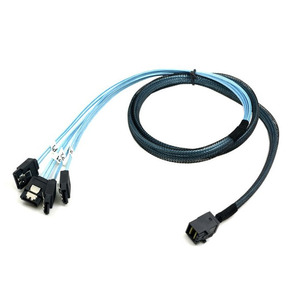 Cavo interno HD Mini SAS (SFF-8643 Host) <span class=keywords><strong>a</strong></span> 4x SATA (Target), con cavo di alimentazione Dupont 2.5 24Pin, <span class=keywords><strong>0</strong></span>,5 m - Product Image 3