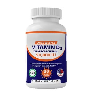 Suplemento Vitamínico con Etiqueta Personalizada de Fábrica, 60 Cápsulas Veganas de Vitamina D3 50000 UI, Cápsula de Vitamina D3 para el Apoyo Inmunitario - Product Image 1