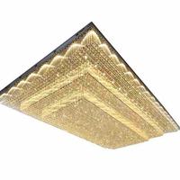Lustre rectangulaire de luxe en cristal K9, luminaire suspendu LED à 3 niveaux pour hall d'hôtel, villa, salle de banquet, décoration