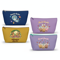 Ensemble de trousses de maquillage portables en toile imprimée de dessins animés mignons, écologiques et tendance, avec fermeture éclair, pour enfants, école et voyage - Collection Royal Fair
