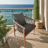 Chaise de salle à manger en teck massif de haute qualité, moderne et luxueuse, pour l'extérieur, avec coussins