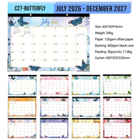 Calendrier mural mensuel grand format 202606-202712 avec couverture en PVC transparent pour promotion horlogère, vente en gros