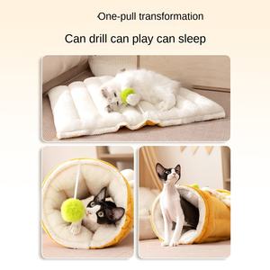 Alfombra de cama gruesa con túnel de nido de gato de otoño e invierno con diseño de dibujos animados de ojos grandes <span class=keywords><strong>para</strong></span> jugar con perros y dormir embalado en cartón - Product Image 5