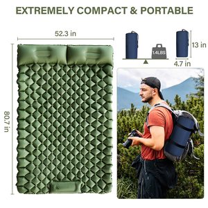 Double Inflatable Cushion <b>Bed</b> 40D Nylon Composite TPU Foot Pump <b>Portable</b> Outdoor Camping - Product Image 4