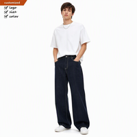 Jean baggy coupe bootcut vintage pour homme, taille mi-haute, délavé, jambe large, coupe ample, décontracté, en denim de haute qualité, lavable