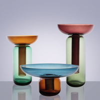 Ensemble de vases en verre soufflé à la main, style rétro moderne, forme de champignon, centre de table cylindrique sculptural pour la décoration du salon et de la salle à manger