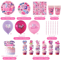 Articles de fête d'anniversaire pour filles et femmes, style années 2000 : Assiettes, gobelets, serviettes, nappes, pailles, décorations de cupcakes, bannières suspendues, guirlandes, ballons