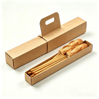 Boîte en carton rectangulaire de 60 cm x 6 cm x 6 cm avec poignée et plateau intérieur pour emballage de gâteaux roulés et pâtisseries à emporter
