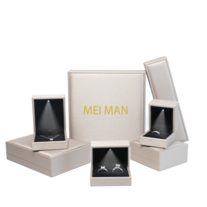 Led tùy chỉnh bao bì Quà Tặng bán Bông tai đèn container đôi hiển thị da vòng lưu trữ thiết lập hộp hiện đại sang trọng hình chữ nhật - Product Image 1