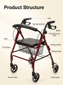 Déambulateur léger en aluminium pour adultes, pliable, avec siège, aide à la marche, dispositif médical - Product Image 3