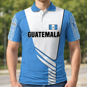 Guatemala Cute Quetzal Bird <strong>Polo</strong> Shirt with Blue <strong>White</strong> Flag Colors and Tribal Pattern Design High Quality Guatemala <strong>Polo</strong> <strong>Tops</strong> - Product Image 1