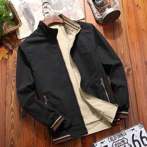Spring Men Wholesale Bomber Jacket Ribbed Collar Double Zipper Jackets Custom Street Wear Fashion Slim Fit Male <b>Coat</b> - Product Image 5