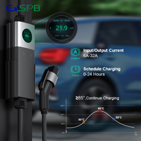 Chargeur de véhicule électrique mobile EVSPB Q21 avec application Wifi, prises NEMA5-15 NEMA14-50, kit de type 1 rouge CEE type 2, adaptateurs multiples, chargeur de véhicule électrique portable 22kW