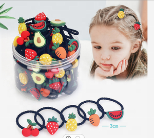 Top and Top-bande élastique en caoutchouc, série de fruits en résine cristal, attaches de cheveux pour filles, accessoires pour cheveux pour enfants, 20 pièces - Product Image 1