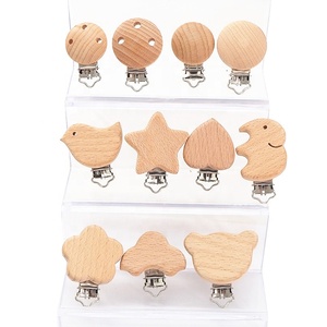 Meilleur prix Nature hêtre bois peluche Fix bébé sucette anneau de dentition 30mm attache-sucette en bois - Product Image 5