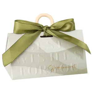 supplier customized paper bag with pp handle custom kraft paper shopping bag with ribbon handle