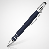 Stylo à bille avec pointe stylet, clip chromé, triple anneau, corps mat, écriture fluide pour tablette, téléphone et tâches de signature