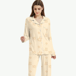 Set <span class=keywords><strong>Pigiama</strong></span> Personalizzato per Donna 100% <span class=keywords><strong>Cotone</strong></span> Traspirante Morbido Termico <span class=keywords><strong>con</strong></span> <span class=keywords><strong>Bottoni</strong></span> per Tutte le Stagioni Abbigliamento da Casa - Product Image 2