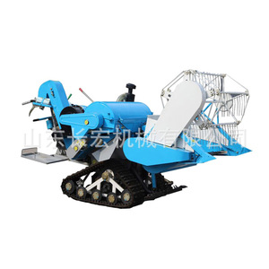 Mini-moissonneuse-batteuse automatique bleue pour riz et céréales avec moteur et transmission par engrenages pour usage agricole - Product Image 1