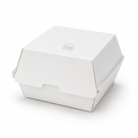 Boîte à hamburger jetable en papier, structure rigide biodégradable durable, faible MOQ, vente en gros pour les restaurants à emporter