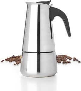 Mixpresso <span class=keywords><strong>Cafetière</strong></span> à expresso moderne en acier inoxydable pour cuisinière, design Moka Pot, avec couvercle, pour camping et maison, ensemble expresso italien - Product Image 1