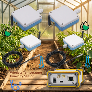 Controlador de temperatura digital interior con sensor de humedad 4 juegos Sistema de sensores de temperatura y humedad inalámbricos industriales - Product Image 1