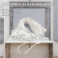 Cordon d'étiquetage en plastique écologique personnalisé en usine avec étiquette noire cirée épaisse pour vêtements, sacs, chaussures et articles à fermeture