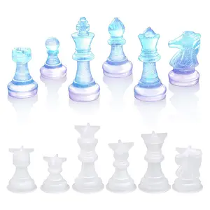 DM735 Handmade Family Board Games International Chess Silicone Mold for Epoxy Resin Chess Figure Jewelry Craft