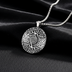 Collar con Colgante de Árbol de la Vida Vikingo en Acero Inoxidable Personalizado, Símbolo Espiral, Joyería de Mitología Nórdica, Amuleto Gótico Retro para Hombre, Regalo - Product Image 1