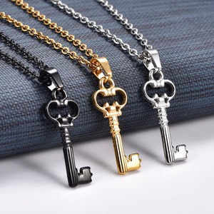 Collier pendentif clé en acier inoxydable mignon pour femme, breloques punk hip-hop, chaîne de cou, fournitures et accessoires de fabrication de bijoux en métal - Product Image 1