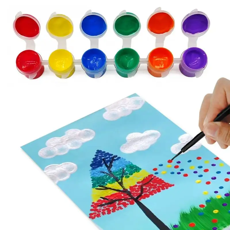 TBC שאינו רעיל 4.5ml אקריליק צבע סט 6 צבעים בסיסיים צבע סיר סט רצועת לילדים כיתות בית ספר אמנויות ומלאכה להשתמש