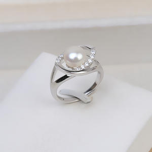 Bague ouverte en argent S925, accessoires de bijouterie DIY, réglable, 8-9 perles, bague de doigt avec anneau amovible 59 - Product Image 1