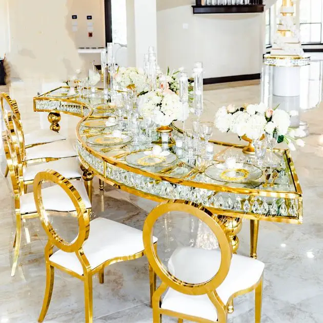 Hot selling Gold Round Shape Stainless steel dining chair and high quality hotel banquet chair