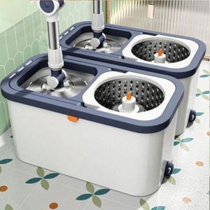 Household Double Drive Rotary Portable Clean 360 Degree Rotating <b>Mop</b> with Microfiber <b>Mop</b> Head Self-Wringer Extendable <b>Handle</b> - Product Image 5