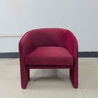Fauteuils de luxe modernes en velours rouge, style nordique, pour salon, lot de 2