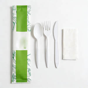 Kit de <span class=keywords><strong>couverts</strong></span> jetables écologiques, cuillère et fourchette avec étui en papier, logo personnalisé, camping, vente en gros - Product Image 6