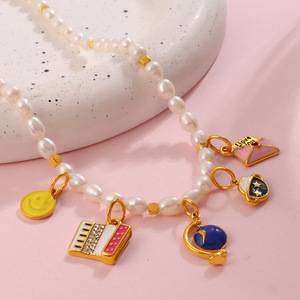 Accessoires de bijoux DIY en acier inoxydable, pendentifs de formes variées pour la création de colliers, motifs cœur et visage souriant - Product Image 3