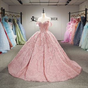Robe de mariée de luxe rose pâle Dy6948, faite à la main, ornée de perles et de sequins, robe de bal scintillante naturelle pour mariée - Product Image 3