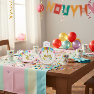 Piatti di carta Eb Unicorn, 6 pezzi, 9 pollici, rotondi, usa e getta, per feste di compleanno, design a cartoni animati, ecologici - Product Image 2