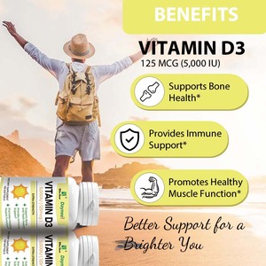 Wins Town Softgel Cápsulas Vitamina D3 + K2 D3 Suplemento alimenticio para adultos 100 Cápsulas - Product Image 3