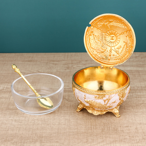 <span class=keywords><strong>Set</strong></span> di Barattoli per Zucchero in Vetro e Metallo Stile Pavone Vintage di Lusso Europeo per Tè, Caffè e Spezie con Cucchiaio - Product Image 3