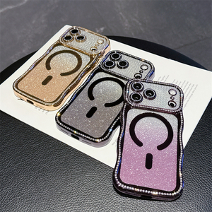 wave edge hot glitter clear magnetic phone case for iphone air 17 16 pro max,for iphone 17 phone case bling - Product Image 3