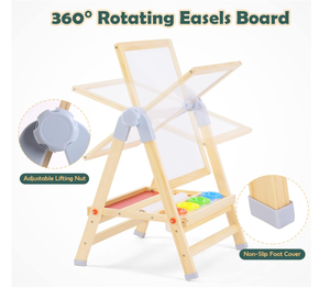حامل أطفال خشبي مزدوج الجوانب قابل للتعديل دوار للأطفال لوح رسم مع حامل رسم مغناطيسي للسبورة للأطفال - Product Image 3