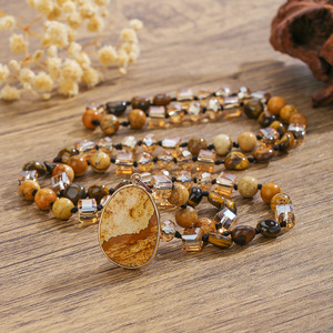 DIY Explosions Naturel Image Pierre Chandail Chaîne Automne Hiver Joker Long Collier Bijoux - Product Image 3