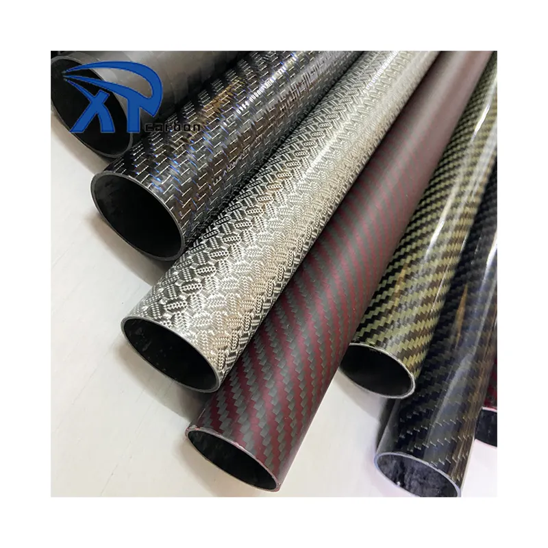 Tubo de fibra de carbono de color de tamaño personalizado a precio de fábrica con tubo de carbono híbrido de metal/aramida/vidrio de 8mm,10mm,15mm,16mm